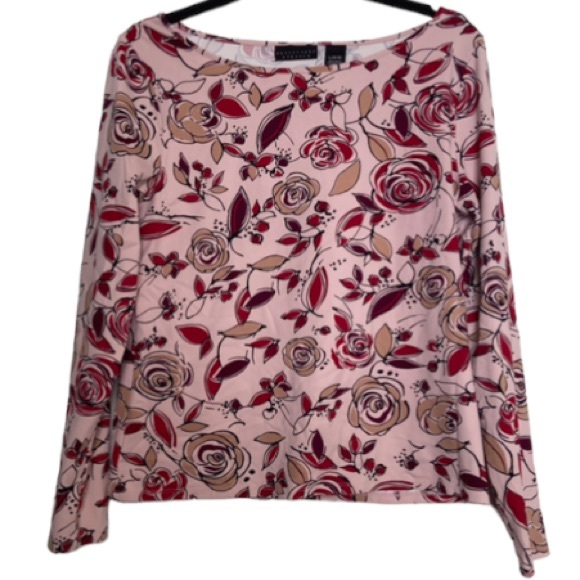 Apostrophe Stretch Pink Abstract Floral Top - Picture 1 of 3
